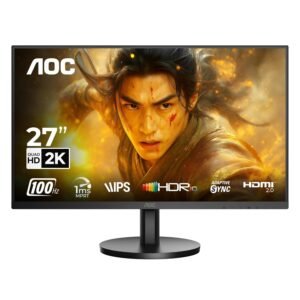 AOC Q27B3S2 Gaming Monitor 27 inch 2560 x 1440 Quad HD IPS Panel, 100Hz Refresh Rate, 1ms Responsre Time, Eye Care, Adaptive Sync, 178° Wide Viewing Angle, HDMI 1.4b Display Port 1.2a Connectivity