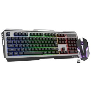 ZEBRONICS Transformer PRO Gaming Wireless Keyboard & Mouse Combo with 2.4GHz, Aluminum Body, Built in Battery, Multicolor LED Modes, Type C, Double Shot Keycaps, up to 4000 DPI