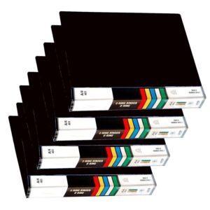 2D Ring Binder Plastic Box File -A4 Size Pack of 12 | File for Certificates and Documents | Office documents and Certificate Plastic File | Ring Files for Documents.  [ BLACK / BLUE / GREY / RED ]