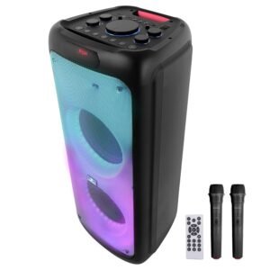 ZEBRONICS 120 Watts Party Speaker with 2 Wireless Mic, 7 hrs Playtime, Karaoke & Recording Function, Type-C Charging, TWS, Bluetooth, USB, AUX, mSD, RGB Modes (Thump 700)