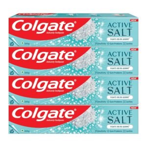 Colgate Active Salt Toothpaste, Daily Germ Protection, Pack of 800g (Buy 3 Get 1 Free),Toothpaste with Salt & Mint, Healthy Gums & Teeth, Toothpaste that Fights Germs & Eliminates Bad Breath