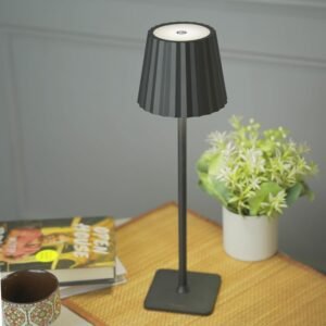 Pleat Cordless LED Table Lamp - USB Rechargeable Portable Touch Control Dimmable 3 Light Color Tunable Table Lamp for Hotel, Cafe, Restaurant or Home for Bedside, Dining (Black / Blue/ Brown  / Gold /  Green /  Grey / Yellow/ Pink / Silver / White )
