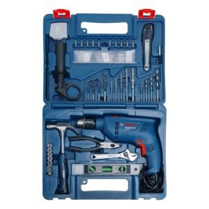 BOSCH GSB 600 Corded Electric Impact Drill, 100Pcs Accessory Set | 600 W Motor | Speed of 3000 RPM | Rated Torque of 1.4 Nm | Impact rate of 48000 BPM | Double Insulation