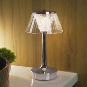 Dazzle Cordless LED Table Lamp (Silver / Gold / Rose Gold ) - USB Rechargeable Portable Touch Control Dimmable 3 Light Color Tunable Table Lamp for Hotel, Cafe, Restaurant or Home for Bedside, Center or Dining