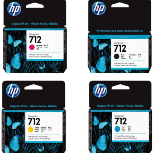 HP 712B Black (38ML) 712 Cyan Magenta Yellow (29 ml each) DesignJet Ink Cartridges SET