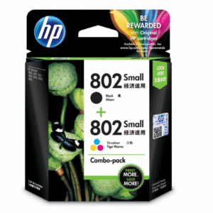 HP 802 2-pack Small Black/Tri-color Original Ink Cartridges CR312AA