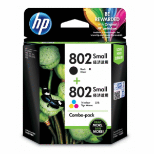 HP 802 2-pack Small Black/Tri-color Original Ink Cartridges CR312AA