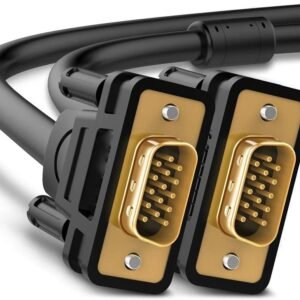 Ultra Thin Flat Type Computer Monitor VGA Cable Standard 15 Pin Male to Male Connector SVGA Wire - Black(3M)