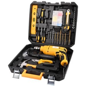 Asian Paints Corded Electric Professional Impact Drill Tool kit, 550 Watts, 2900 RPM, Chuck 10mm Machine Variable Speed, Forward/Reverse Rotation, Double Insulation, Improved Carbon Brush (100 Pcs)