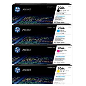HP W2110A,W2111A,W2112A,W2113A Original Black/Cyan/Yellow/Magenta Toner Cartridge Set, HP 206A Set