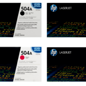 HP 504A Set, HP CE250A,CE251A,CE252A,CE253A Original Black/Cyan/Yellow/Magenta Toner Cartridge Set