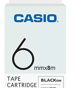 CASIO XR-6WE1 TAPE CARTRIDGE EZ-LABEL PRINTER (Black on white tape)