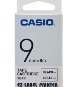 CASIO XR-9WE1 TAPE CARTRIDGE EZ-LABEL PRINTER (Black text on White Tape)