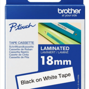 brother TZe-241 Laminated 18mm x 8m Black on White Tape Cassette