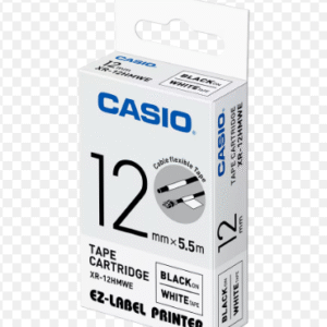 CASIO XR-12HMWE TAPE CARTRIDGE EZ-LABEL PRINTER (Black on White tape)