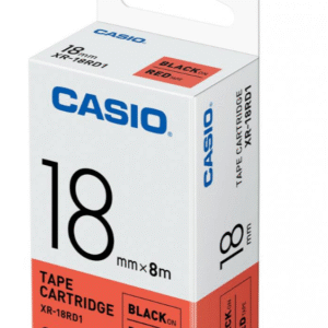 CASIO XR-18RD1 TAPE CARTRIDGE EZ-LABEL PRINTER (Black on Red tape)