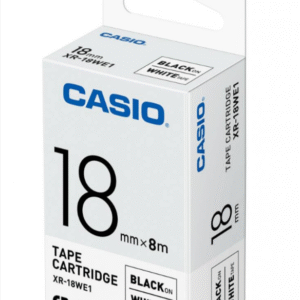 CASIO XR-18WE1 TAPE CARTRIDGE EZ-LABEL PRINTER (Black on white tape)